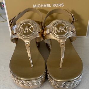 Michael Kors Metallic Gold Wedge Sandals